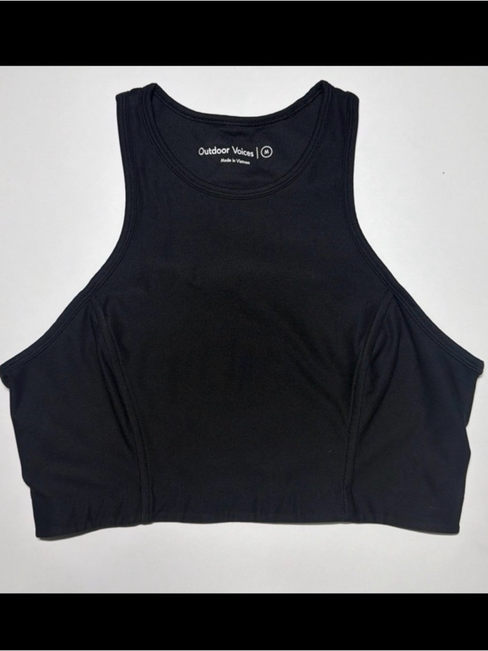 Outdoor Voices Black High-Neck Cropped Tank